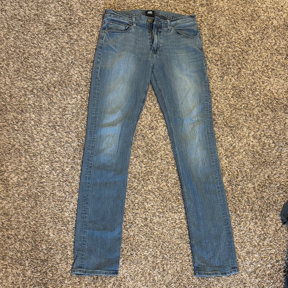 PAIGE Men's Skinny Jeans in Medium Blue Wash